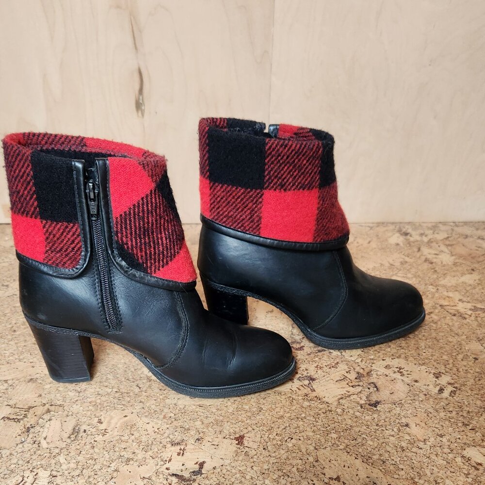 Rare Paul Brodie Plaid Ankle Boots with Black Leather